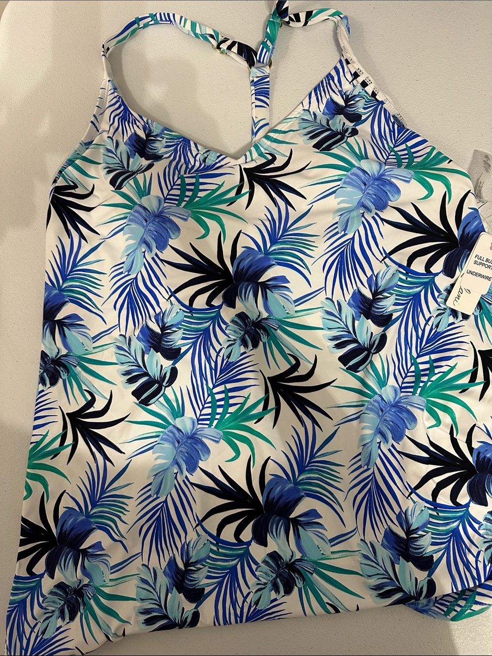 Tropical Blue & Green Floral Tankini Top - Women